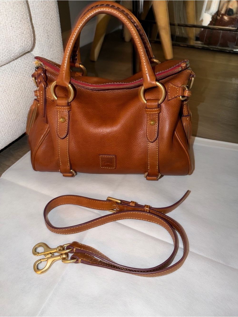 Dooney & Bourke Florentine leather satchel in Chestnut